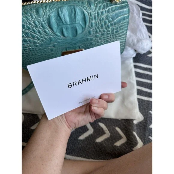 New Brahmin Mermaid Green Rosalie Crossbody with Turn Lock Flap Closure - Picture 8 of 10